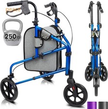Vive Mobility 3 Wheel Walker - Three Wheeled Rollator for Seniors,Blue Sapphire