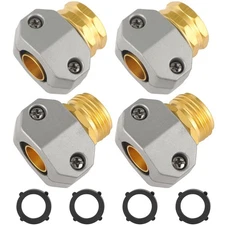 Garden Hose Repair Kits 2 Sets Brass Water Hose Connector Fit 3/4" and 5/8" G...