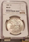 1889 (P) Morgan Dollar NGC MS-63 GREAT COIN LOOKS BETTER