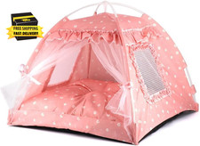 Dog Tent Indoor Cat House Pink Puppy Bed Portable Pet Teepe Princess Dog Camping