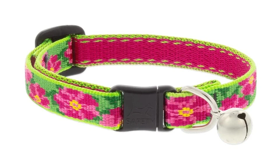 Lupine Cat Safety Collar with Bell 1/2" Wide Petunias adjusts 8-12" ‚àö√§
