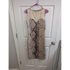 GUESS Amanda Snakeskin Bodycon Dress Womens Multicolor Glam Snake - Size M