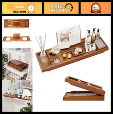 Luxury Foldable Teak Bathtub Tray - Expandable Bath Caddy for Relaxing Spa Exper