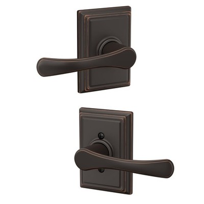 Schlage Aged Bronze Addison Trim Avila Lever Hall & Closet Lock F10 VLA 716 ADD