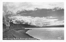 Postcard Robinson R-870 RPPC Alaska 1940-50 Turnagain Arm Anchorage Seward Train