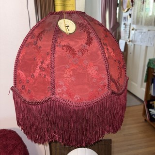 Large Burgundy Brocade Victorian Fringe Floral Lampshade Shades Of The Past