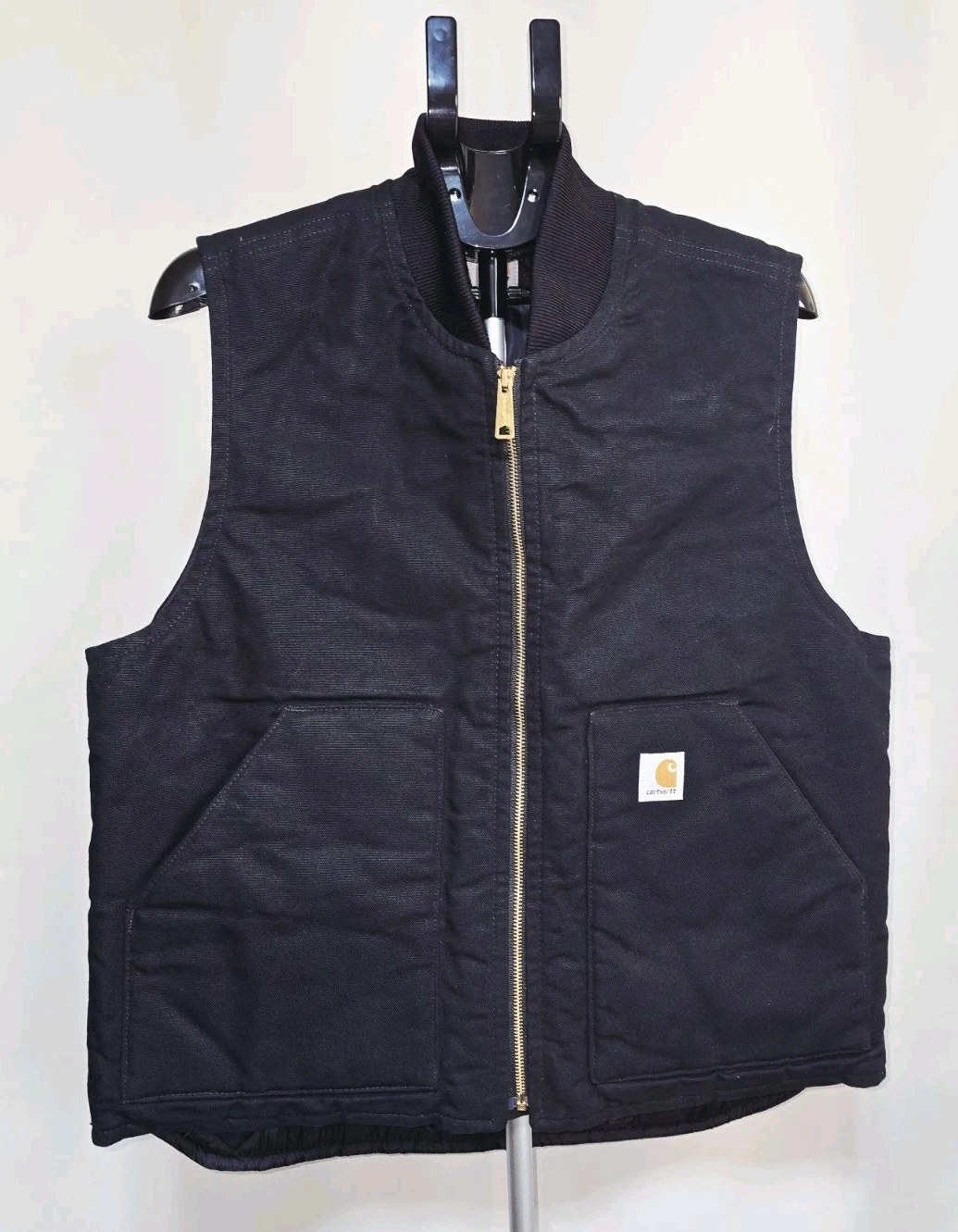 Carhartt Quilted Lined Duck Iconic Vest Mens Sz Large Black Workwear V01 BLK