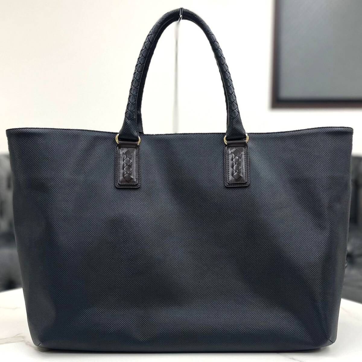 Bottega Veneta Marco Polo PVC Tote Bag Black 18in x 12.6in x 7in thumbnail 2