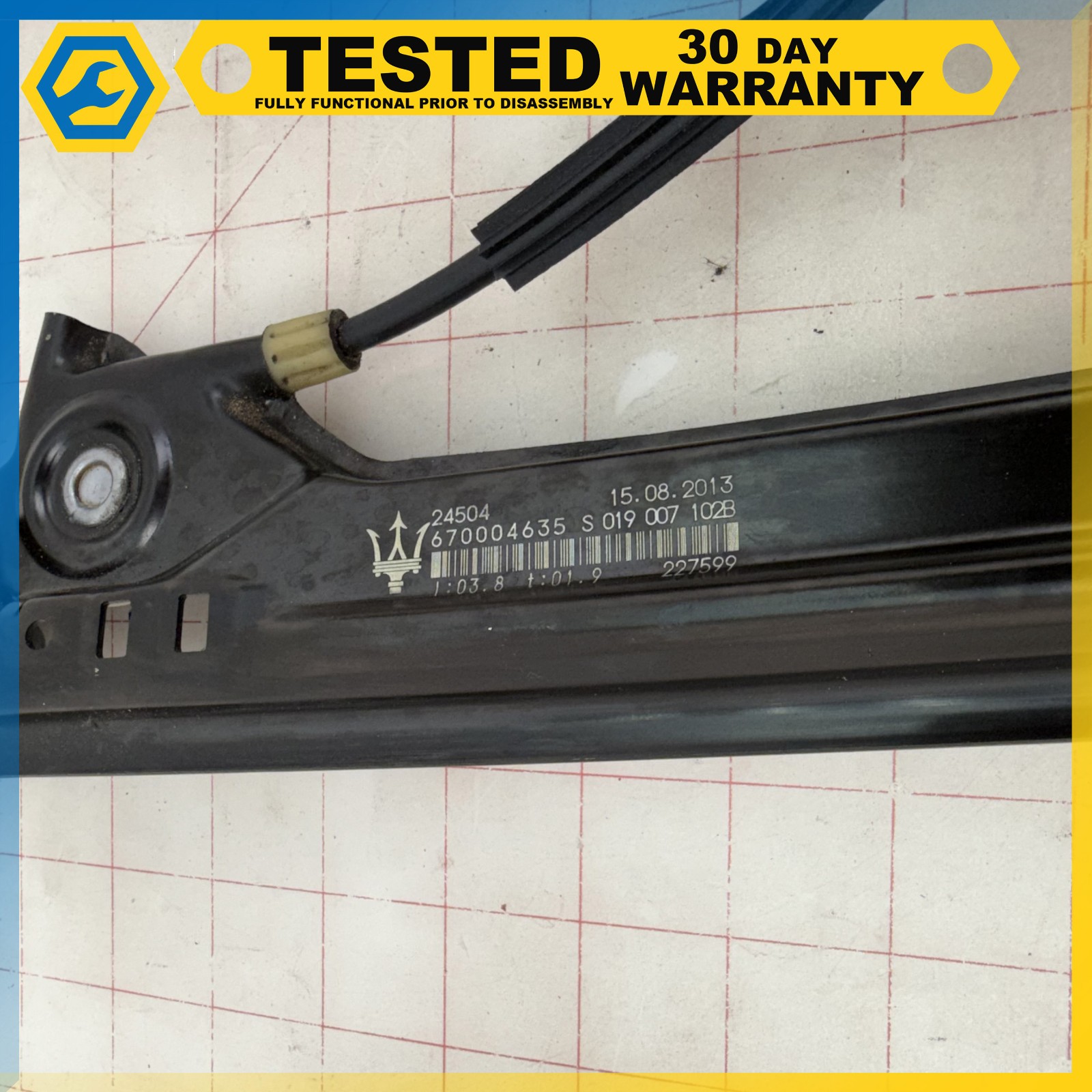 14-17 MASERATI GHIBLI REAR RIGHT SIDE DOOR WINDOW REGULATOR W/ MOTOR OEM