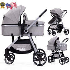 2-In-1 Baby StrollernFolding Infant Newborn Pram Stroller with Reversible Seat