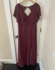 Azazie Cabernet Chiffon Cap Sleeve Long Bridesmaid Dress Size A12