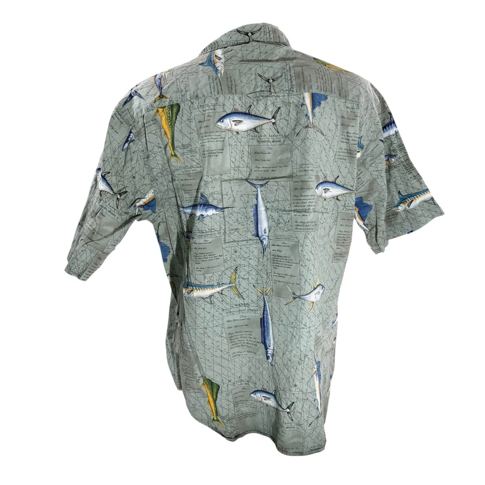 Camisa Hawaiana Bimini Bay Outfitters XL Pez de Caza Atún Marlín Wahoo Náutica Foto 4 de 4