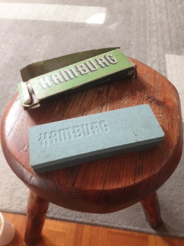 VINTAGE HAMBURG SCHARFE STEIN CO. SHARPENING STONE IN ORIGINAL BOX - Picture 6 of 11