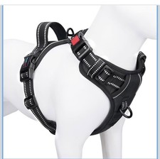 No Pull Dog Harness Reflective Front Clip Vest With Handle,Adjustable M, Black