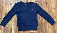 Polo By Ralph Lauren Navy Cable Sweater Red Horse - Size 6