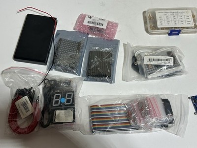 Various electronic components capacitors, cables etc