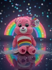 Basic Fun 9 Care Bear Cheer Bear Pink Rainbow Stuffed Animal Plush Brand New
