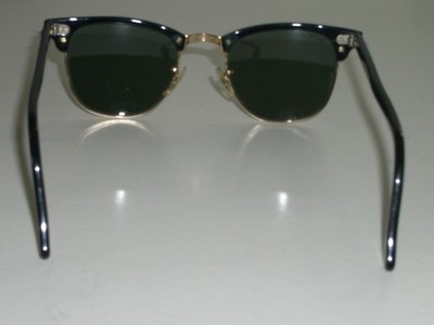 VINTAGE B&L RAY-BAN W0365 BLACK ACETATE/GOLDEN G15-UV CLUBMASTER