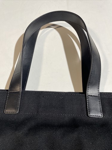 Anine Bing Large Rio Black Canvas Tote Magnetic Snap Closure Handles Handbag - Picture 3 of 12