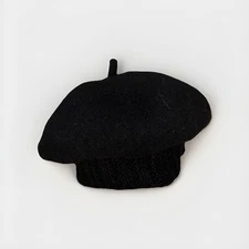 Forbusite Black Wool Ladies Beret With A Bow