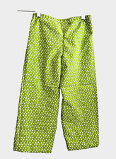 Handmade kid's unisex size 3/4 pull on elastic waist flannel pants chartreuse