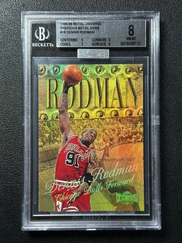 DENNIS RODMAN BGS 8 MBA 1998-99 METAL UNIVERSE #16 PRECIOUS METAL GEMS PMG 46/50