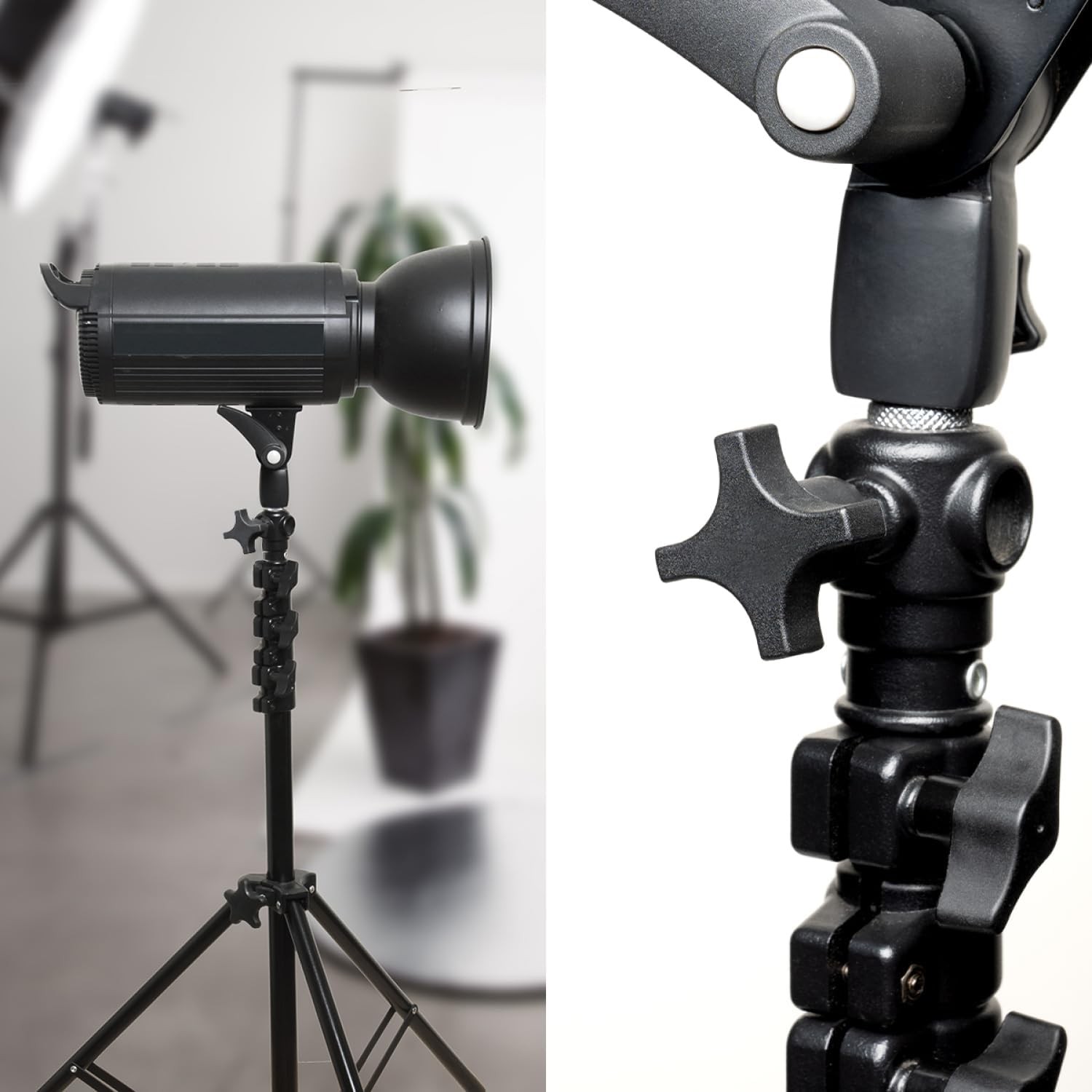 POWERTEC 10 Pack 5/16"-18 4 Point Knobs with 1" Threaded Stud, 5/16-18, Black 