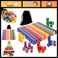 100PCS 16mm D6 Game Dice Set - 10 Colorful Square Corner Dice with Velvet Bag fo