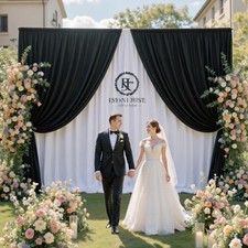 20x10FT Black Backdrop Curtains, Polyester Back Drop for Parties  4 Panels 5...