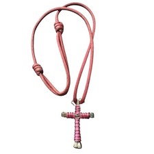 The Disciple's Cross Necklace Western Jewelry Made in USA Pink with Maroon cord