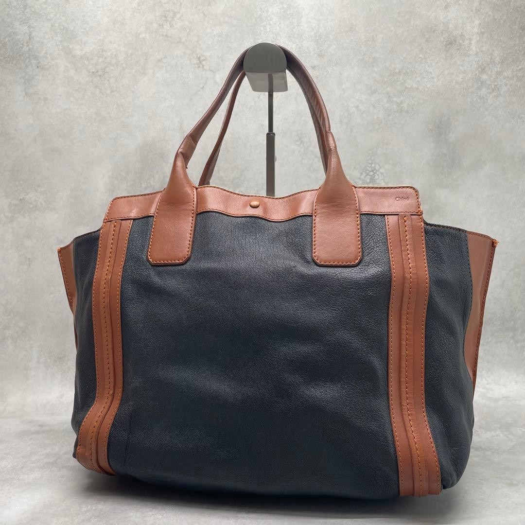 Chloe Hand Bag Tote Purse Alison Leather Black Brown Authentic