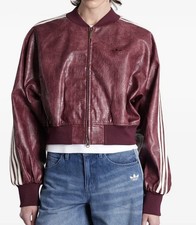 adidas Originals Faux Leather Crocodile Effect Crop Track Jacket New Women S