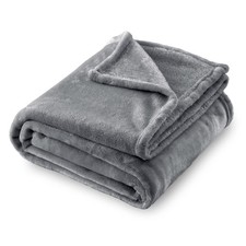 Flannel Fleece Blanket Twin Size Lightweight Soft Cozy Bed Couch Grey 60x80 Inch
