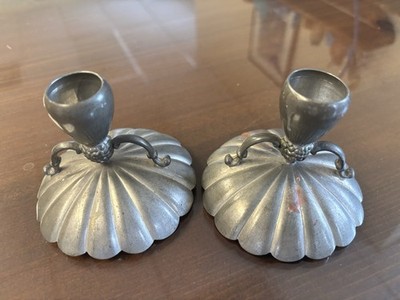 Nice Pair of American Insico Pewter Candlesticks