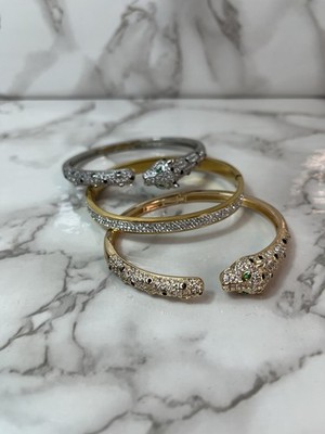 Armreifen Set 3-teilig Gold und Silber - Eleganter Stack mit Schmucksteinen