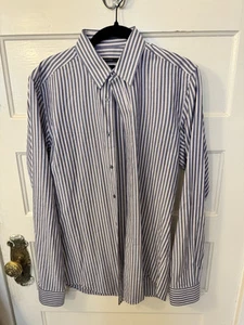 Chemise habillée homme Gucci taille 15/petite boutonnée rayures marines coupe classique