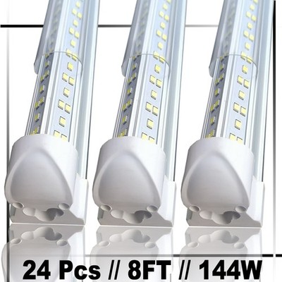 8Ft LED Shop Light 144w 4 Row 96 Inch Cooler Door Freezer LED Tube Fixture 24PC
