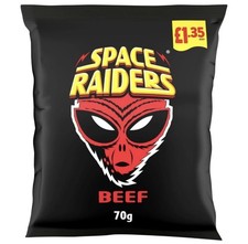 SPACE RAIDERS BEEF CRISPS £1.35 BAG 70g - BOX OF 20 PACKS FREE DELIVERY