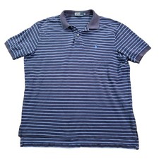 Polo by Ralph Lauren Shirt Men's XL Blue Striped Short Sleeve 100 Cotton