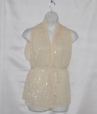 Vt Luxe The Paillette Shimmer Scarf Vest Size S Champagne