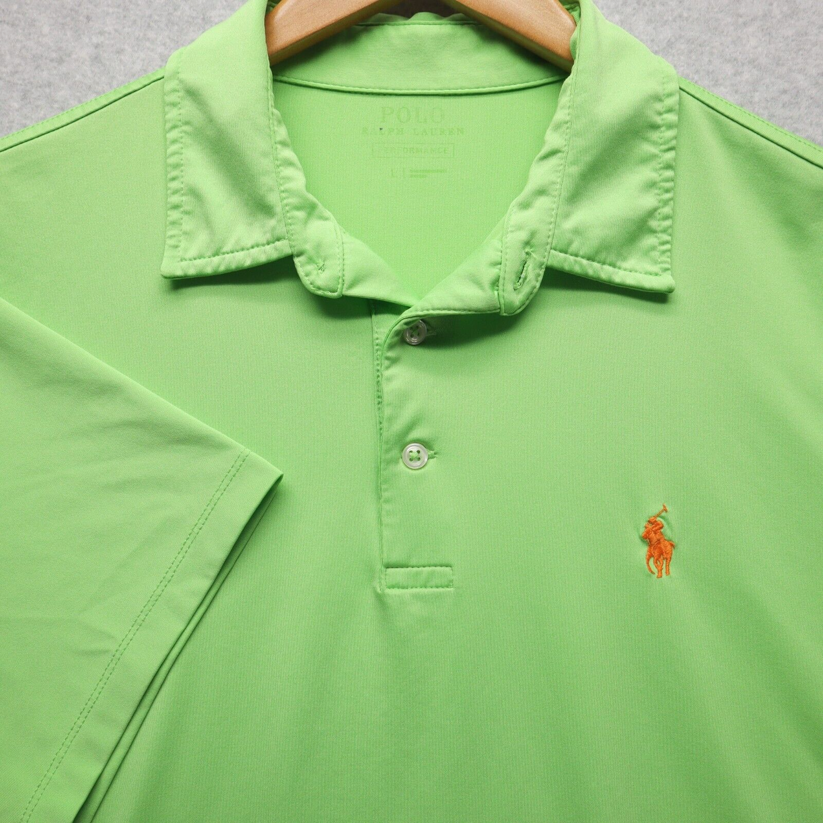 PONY Polo Ralph Lauren camicia uomo grande verde lime manica corta elasticizzata rugby golf
