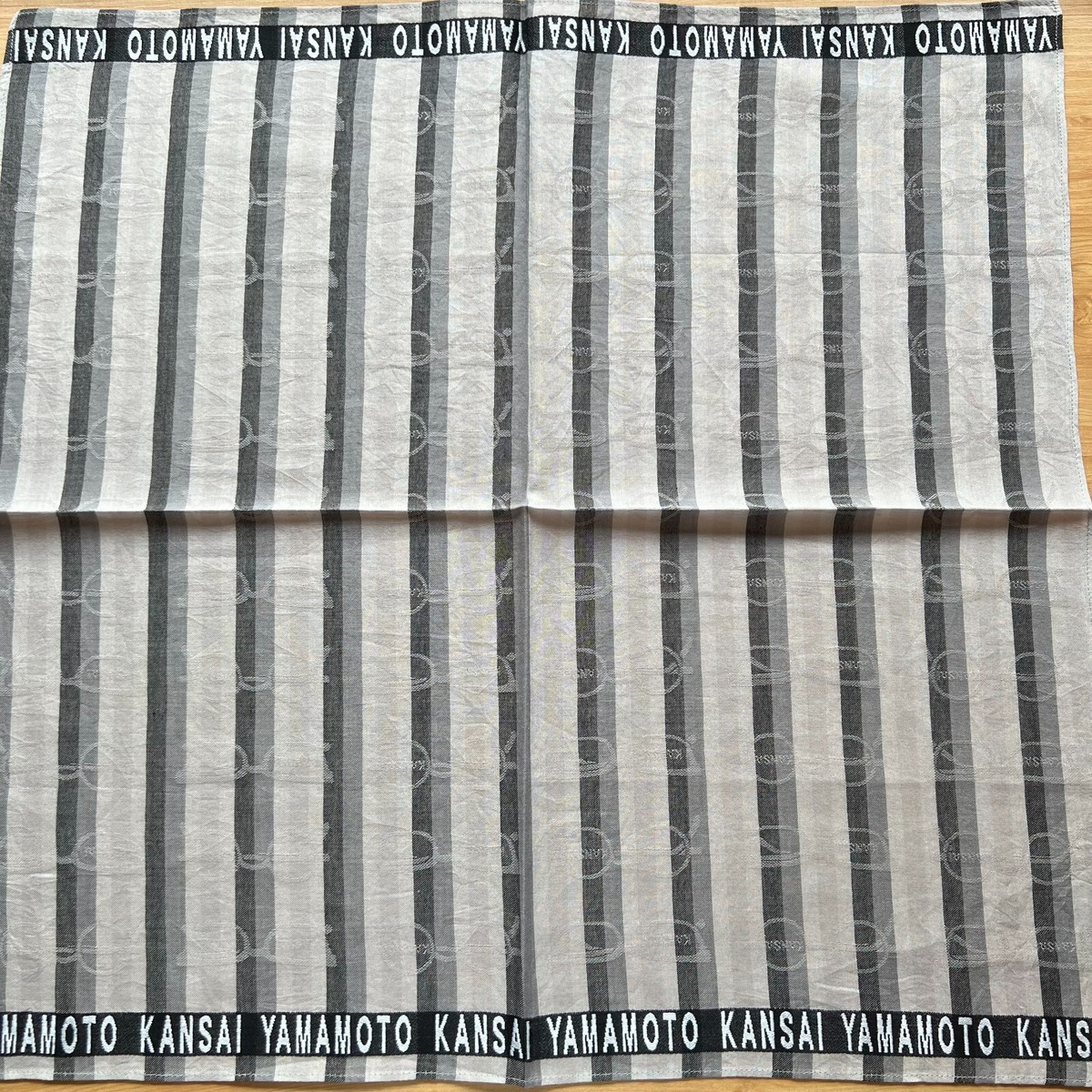 HANDKERCHIEF JAPAN VINTAGE GRAY STRIPED POCKET SQUARE MEN'S COTTON