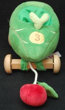 FAO Schwarz Baby One Replacement Green Leaf Plush 10" Pull Toy Car Wood Wheels