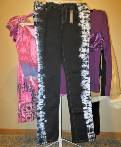 Vintage London Jean VS Stretch Cotton Pants Midnight W/Tie Dye Sides 33R NWT! - Picture 7 of 9