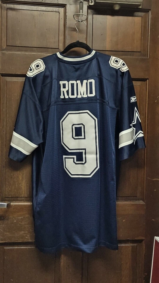 Camiseta cosida para hombre Reebok On Field azul Dallas Cowboys #9 TONY ROMO talla XL Foto 2 de 4