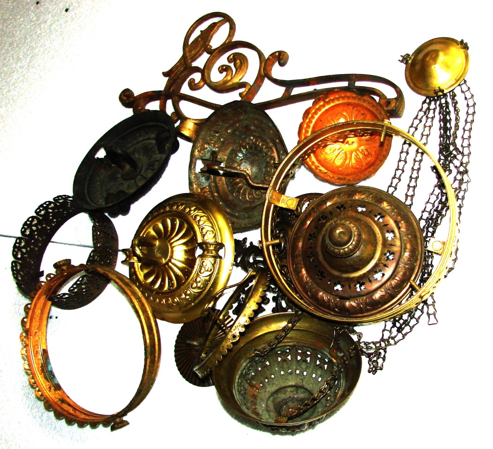 Used LAMP Parts Repair Replace Antique Vintage MIXED LOT Mostly Brass