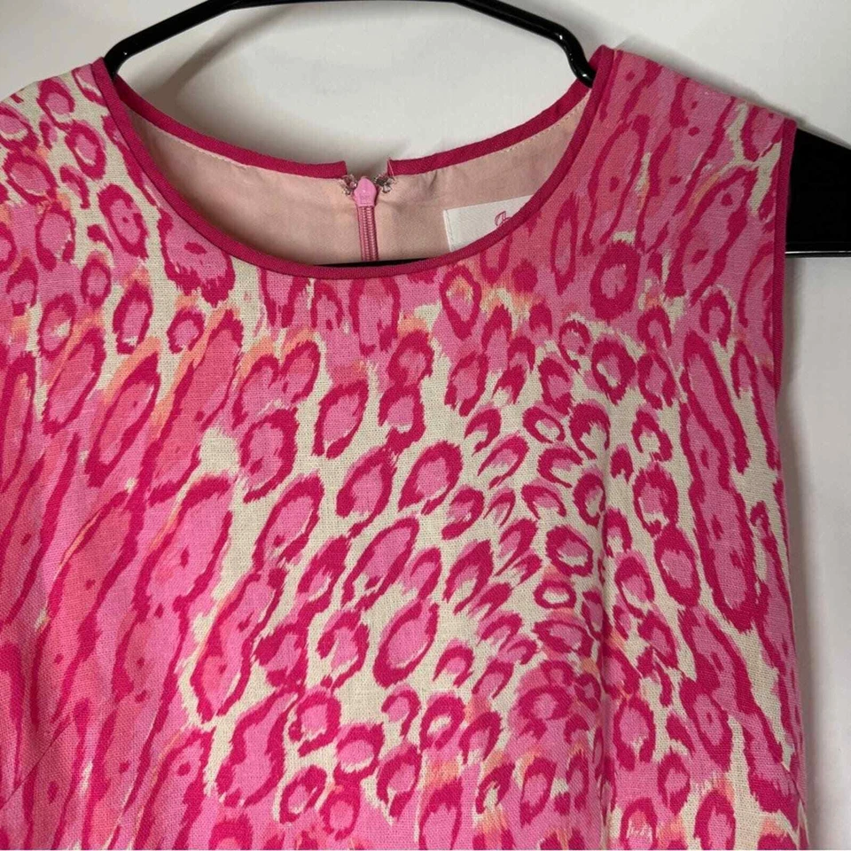 JB by Julie Brown Pink Leopard Sheath Sleeveless Linen Blend Dress Size 2 - Image 4 of 4