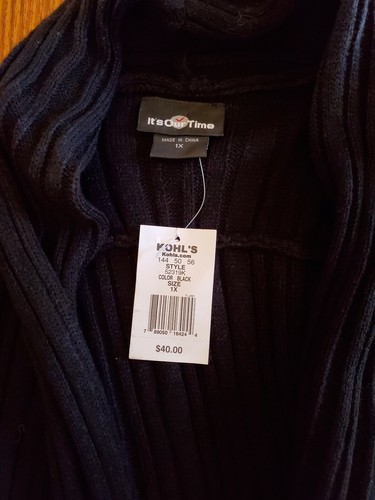 Kohls "Its Our Time" SS Sweater 1x!! EUC!! Black - Picture 2 of 3