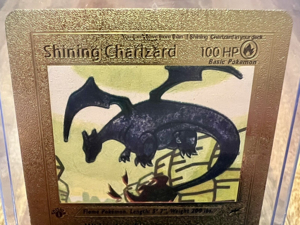 MISPRINT Pokémon TCG Shining Charizard Gold 107/105 1st MISPRINT Pokémon TCG Shining Charizard Gold 107/105 1st