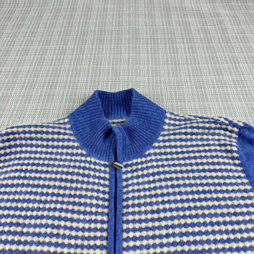 Кашемировый кардиган свитер женщин XS синий ребристый в полоску полный молнии учитель - Изображение 2 из 4
